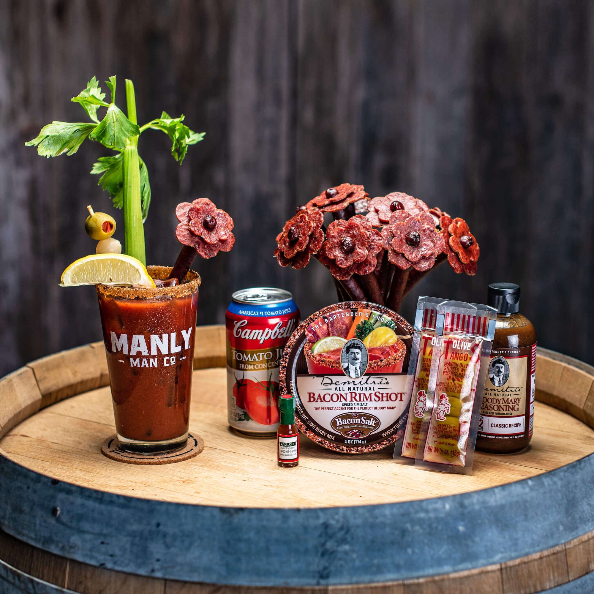 Manly Man Co.'s Bloody Mary Kit packed with  bold ingredients for the ultimate brunch cocktail.