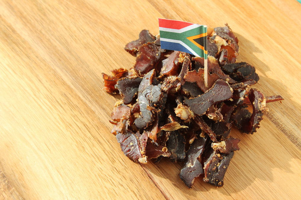 Biltong beef on a table