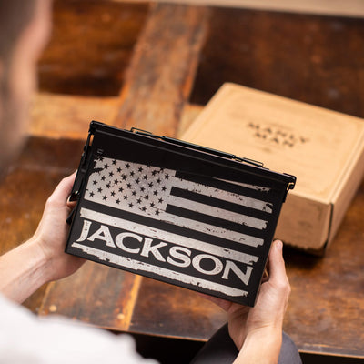 Manly Personalized Ammo Can Gift Baskets For Him