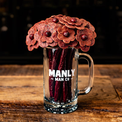 Flowers Made out of beef jerky in a mug for a base
