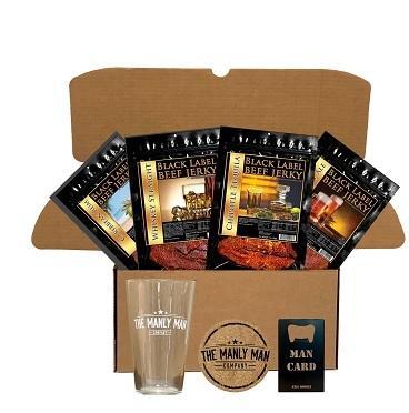 Booze infused jerky gift set with alcohol infused jerky.