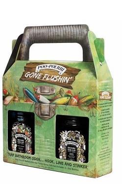  GONE FLUSHIN' gift set comes with 2 oz bottle of Trap-A-Crap and Smokey Woods scents.