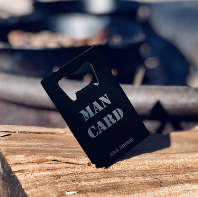 Wallet size MAN CARD beer bottle opener.