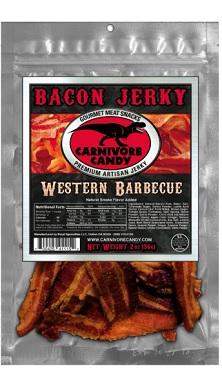 Mouth watering snack western barbecue bacon jerky. 