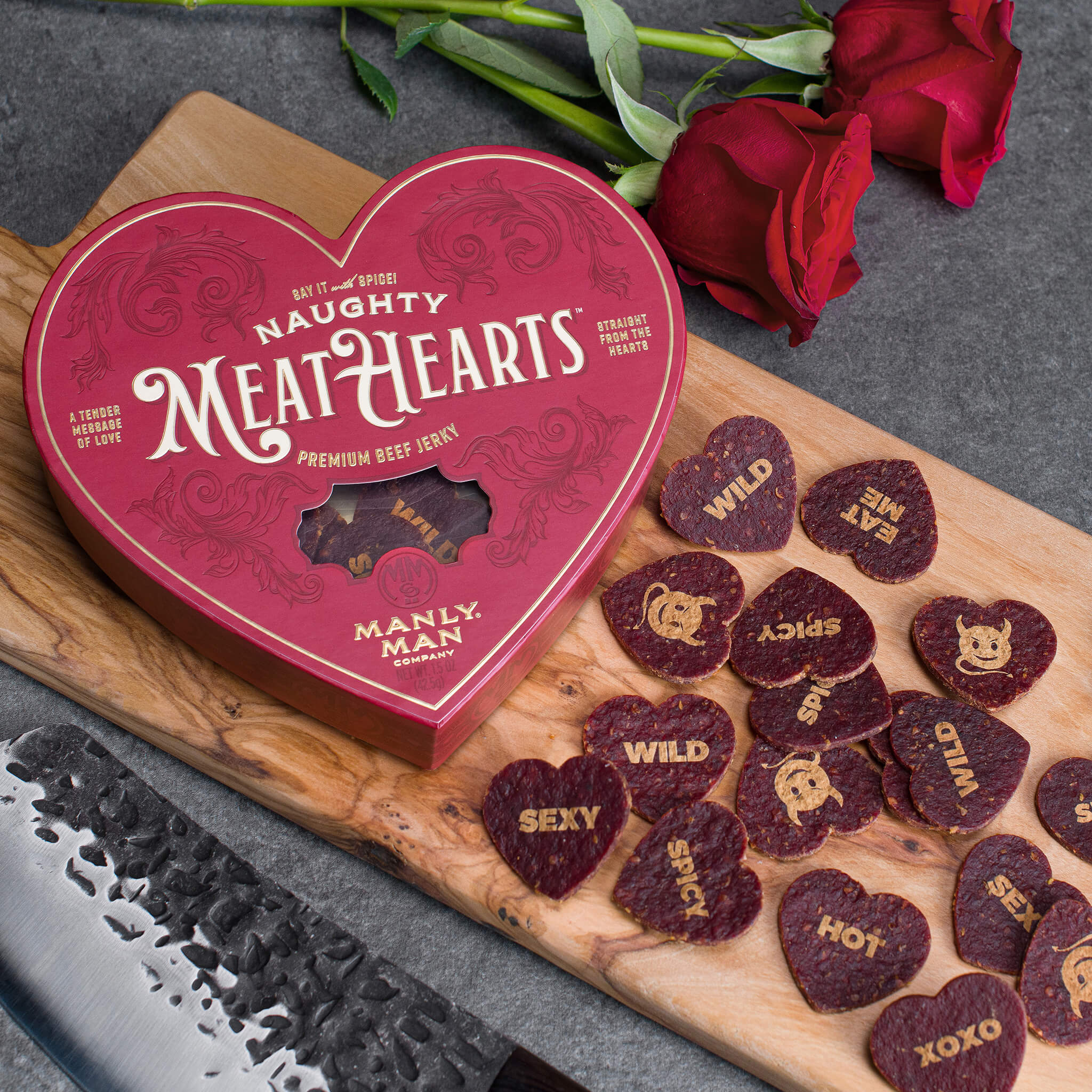 Meathearts | Heart-Shaped Beef Jerky Snacks | Manly Man Co.
