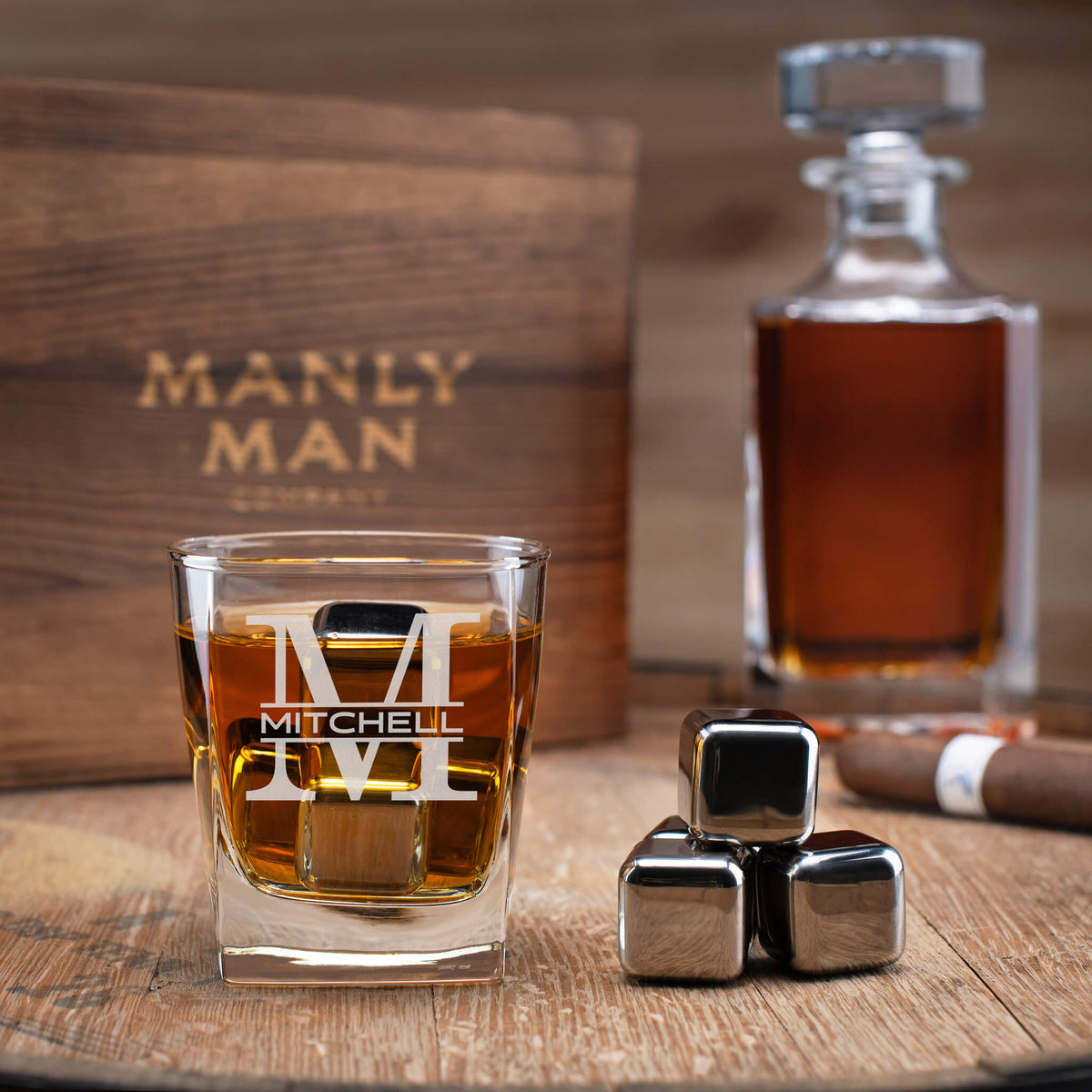 Personalized Whiskey Square Glass Set