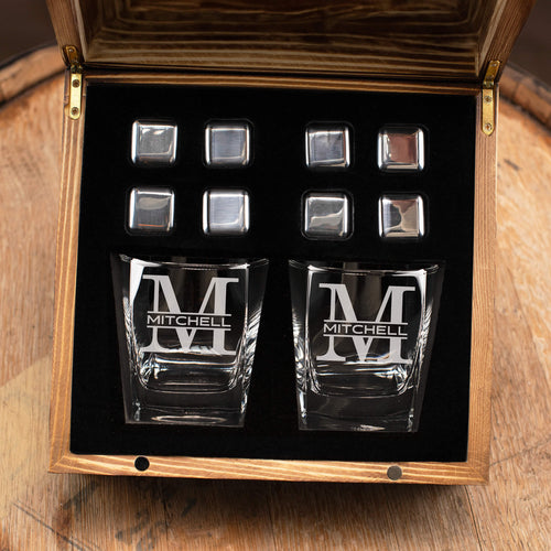 Personalized Whiskey Square Glass Set