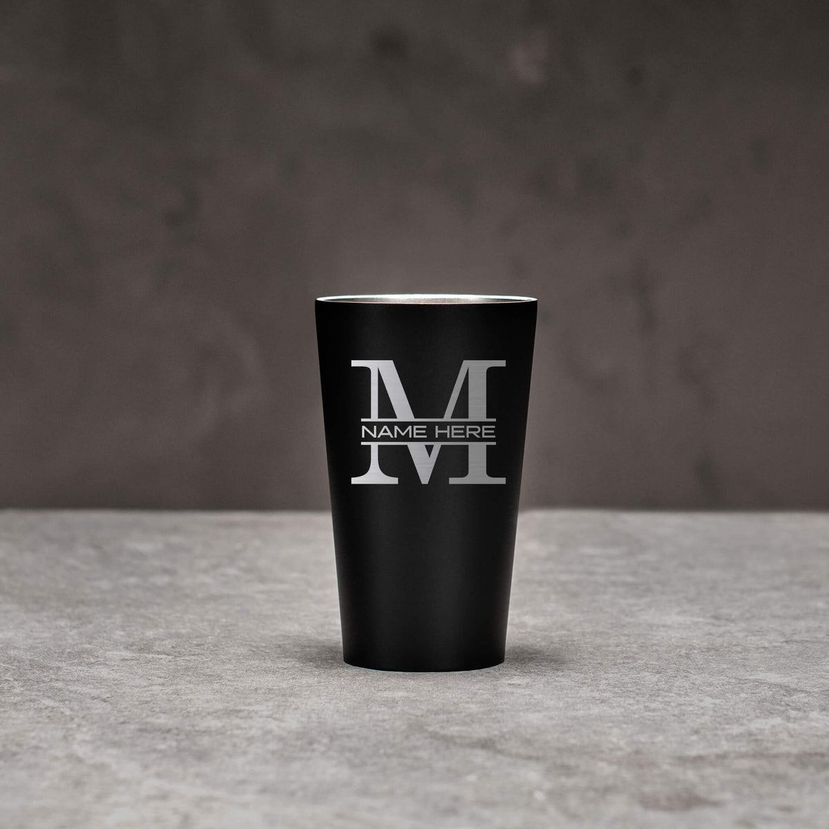 Personalized Black Steel Pint Glass