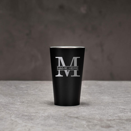 Personalized Black Steel Pint Glass