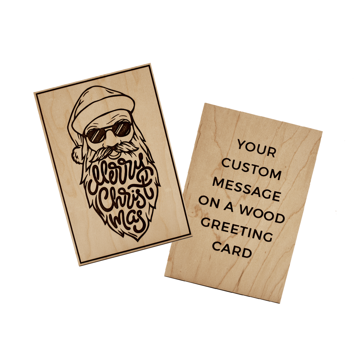&quot;Merry Christmas&quot; Wood Greeting Card (Personalized)