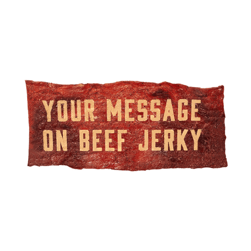 Beef jerky greeting card on white background