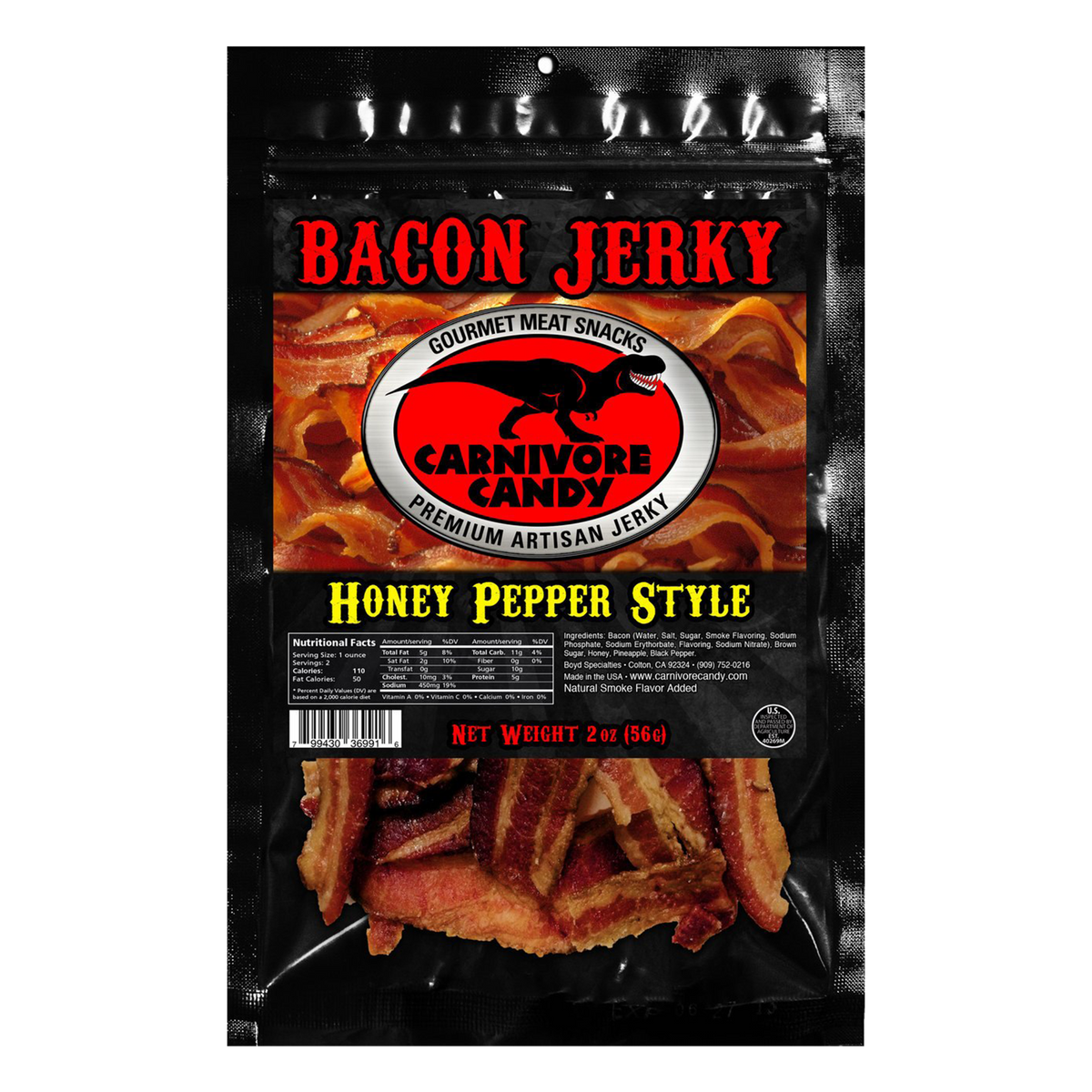 Carnivore Candy Honey Pepper Bacon Jerky