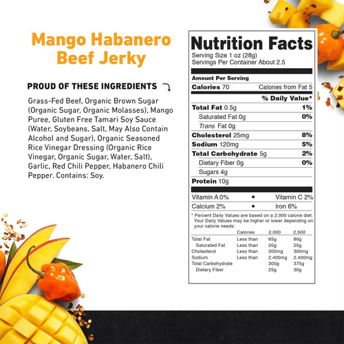 Mango Habanero Grass-Fed Beef Jerky