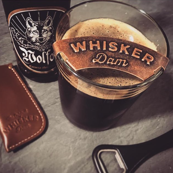 The Manly Man Company, Inc The Whisker Dam - Mustache Beer Foam Guard Whisker Dam + Leather Pouch